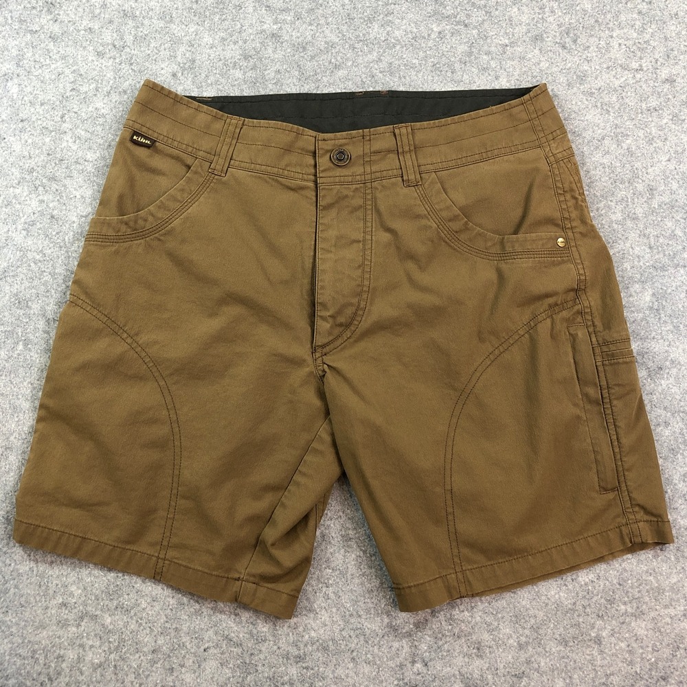 Kuhl Ramblr Shorts Mens 31 Brown Cargo 8" Inseam Patina Dye Stretch #5125